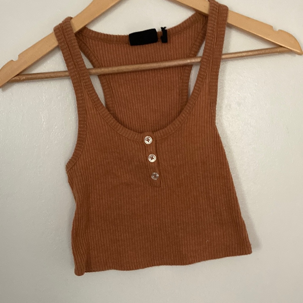 Out From Under orangish brown crop top